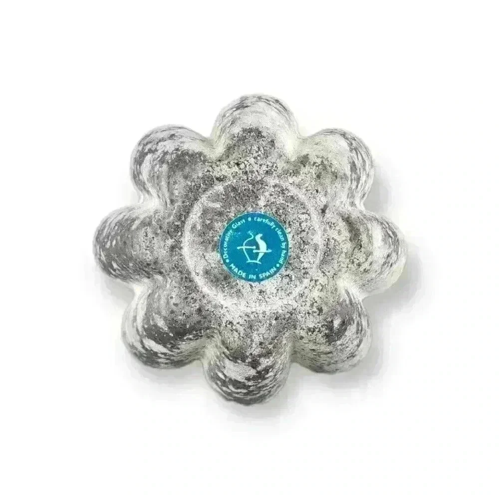 Art Glass Candle Holder Vitrocolor Recycled Gray Heavy Pumice-Like Texture Spain